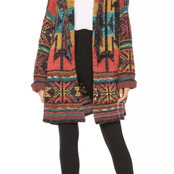 Free People X Small wild wild west cardigan sweater knit lolli Coachella Aztec - Picture 3 of 7